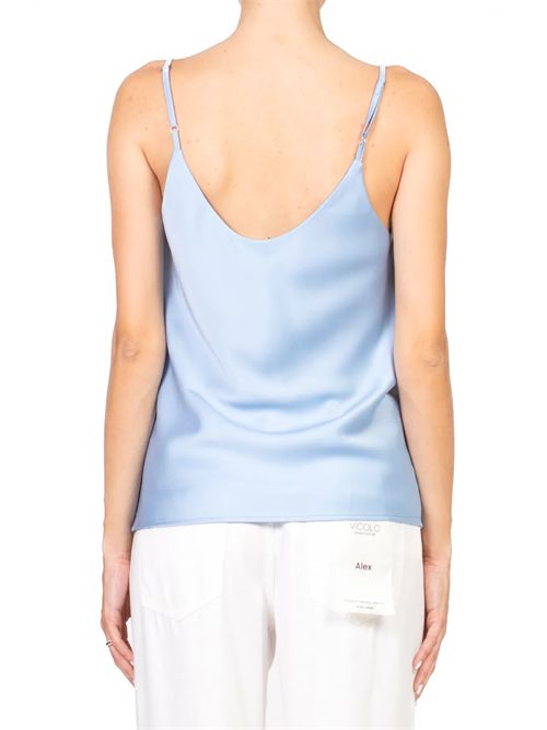 Top doppio scollo v VICOLO | TD0511CELESTE